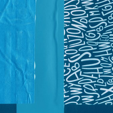 Çeşitli kağıtların kolajı, renkli soyut arkaplan  