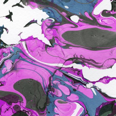 Beyaz suluboya arka planda renkli mermer mürekkep kağıdı dokusu. Kaotik soyut organik tasarım. Banyo bombası dalgaları.