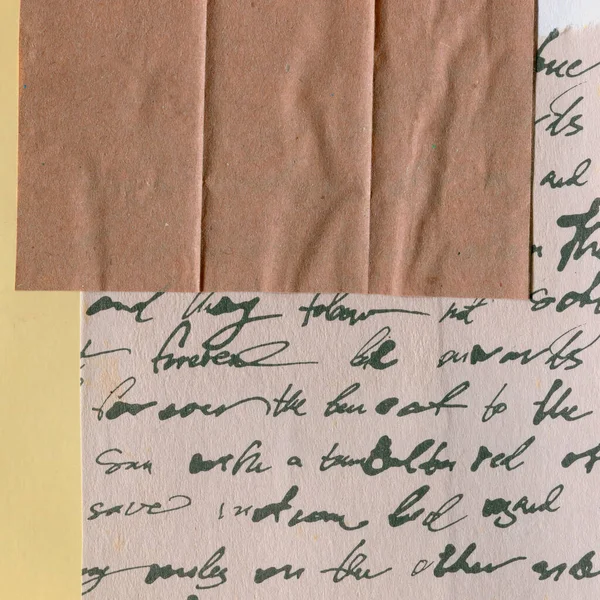 Çeşitli kağıtların kolajı, renkli soyut arkaplan  