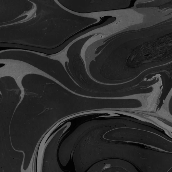 水彩纸背景上的黑色大理石油墨质感 大理石图像 — 图库照片