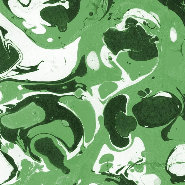 Sulu boya kağıdında yeşil mermer mürekkep dokusu. Mermer taş resim.