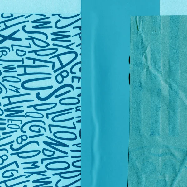 Çeşitli kağıtların kolajı, renkli soyut arkaplan  