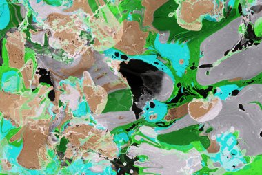 Beyaz suluboya arka planda renkli mermer mürekkep kağıdı dokusu. Kaotik soyut organik tasarım. Banyo bombası dalgaları.