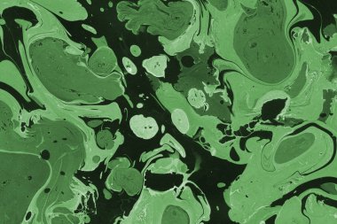 Sulu boya kağıdında yeşil mermer mürekkep dokusu. Mermer taş resim.