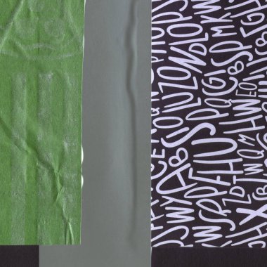 Çeşitli kağıtların kolajı, renkli soyut arkaplan  