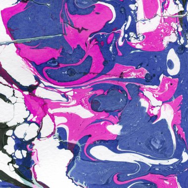 Beyaz suluboya arka planda renkli mermer mürekkep kağıdı dokusu. Kaotik soyut organik tasarım. Banyo bombası dalgaları.