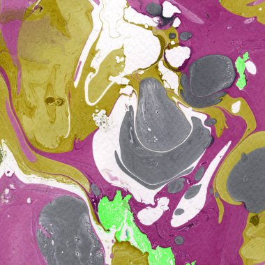 Beyaz suluboya arka planda renkli mermer mürekkep kağıdı dokusu. Kaotik soyut organik tasarım. Banyo bombası dalgaları.