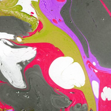 Beyaz suluboya arka planda renkli mermer mürekkep kağıdı dokusu. Kaotik soyut organik tasarım. Banyo bombası dalgaları.