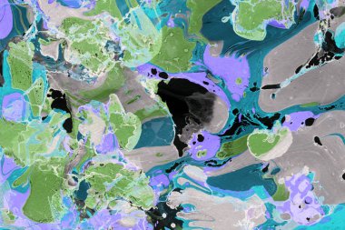 Beyaz suluboya arka planda renkli mermer mürekkep kağıdı dokusu. Kaotik soyut organik tasarım. Banyo bombası dalgaları.