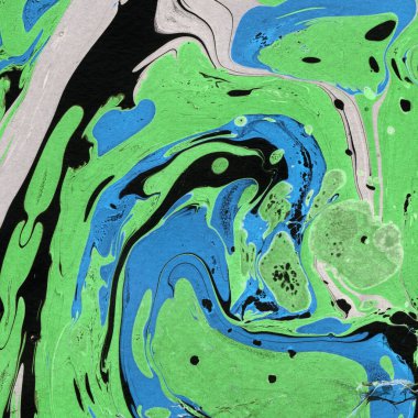 Beyaz suluboya arka planda renkli mermer mürekkep kağıdı dokusu. Kaotik soyut organik tasarım. Banyo bombası dalgaları.