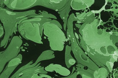 Sulu boya kağıdında yeşil mermer mürekkep dokusu. Mermer taş resim.