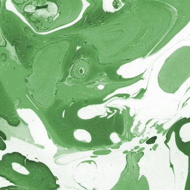 Sulu boya kağıdında yeşil mermer mürekkep dokusu. Mermer taş resim.