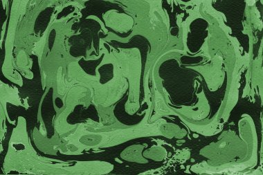 Sulu boya kağıdında yeşil mermer mürekkep dokusu. Mermer taş resim.