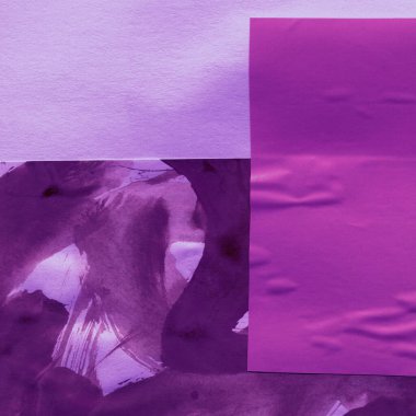 Çeşitli kağıtların kolajı, renkli soyut arkaplan  