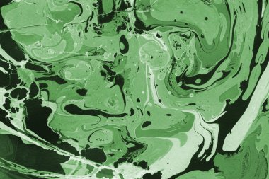Sulu boya kağıdında yeşil mermer mürekkep dokusu. Mermer taş resim.