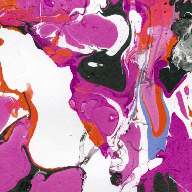 Beyaz suluboya arka planda renkli mermer mürekkep kağıdı dokusu. Kaotik soyut organik tasarım. Banyo bombası dalgaları.