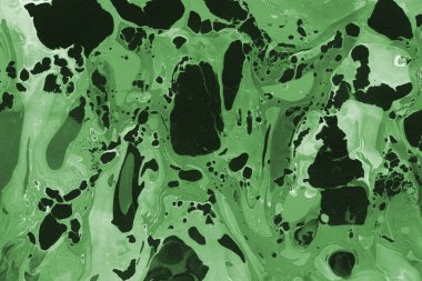 Sulu boya kağıdında yeşil mermer mürekkep dokusu. Mermer taş resim.