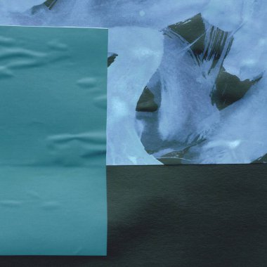 Çeşitli kağıtların kolajı, renkli soyut arkaplan  