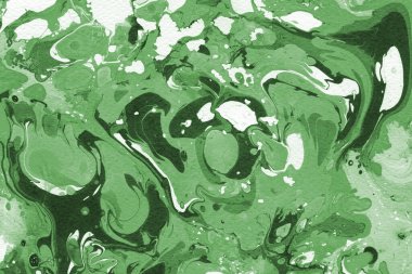 Sulu boya kağıdında yeşil mermer mürekkep dokusu. Mermer taş resim.