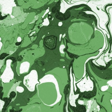 Sulu boya kağıdında yeşil mermer mürekkep dokusu. Mermer taş resim.