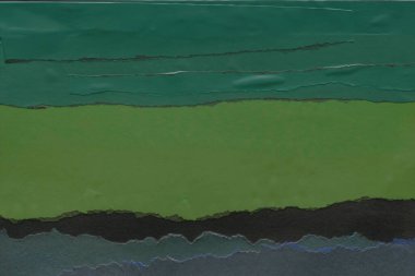 Çeşitli kağıtların kolajı, renkli soyut arkaplan  