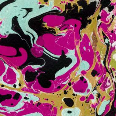 Beyaz suluboya arka planda renkli mermer mürekkep kağıdı dokusu. Kaotik soyut organik tasarım. Banyo bombası dalgaları.