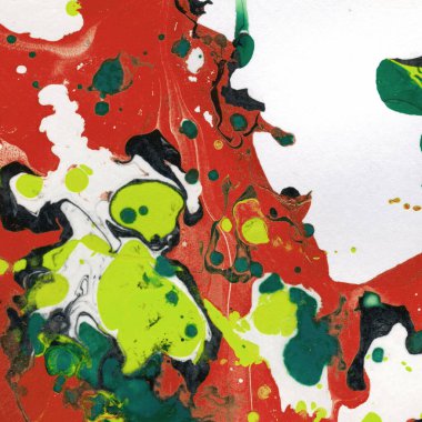 Beyaz suluboya arka planda renkli mermer mürekkep kağıdı dokusu. Kaotik soyut organik tasarım. Banyo bombası dalgaları.