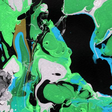 Beyaz suluboya arka planda renkli mermer mürekkep kağıdı dokusu. Kaotik soyut organik tasarım. Banyo bombası dalgaları.