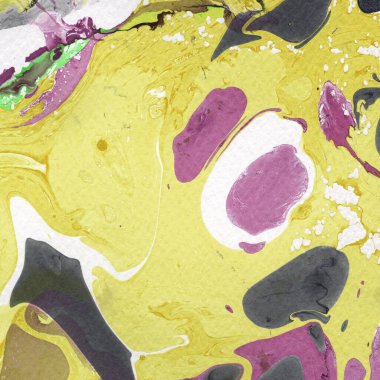 Beyaz suluboya arka planda renkli mermer mürekkep kağıdı dokusu. Kaotik soyut organik tasarım. Banyo bombası dalgaları.