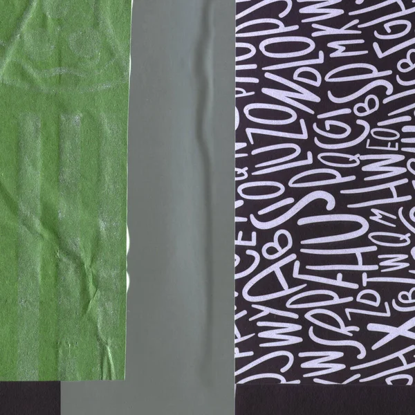 Çeşitli kağıtların kolajı, renkli soyut arkaplan  