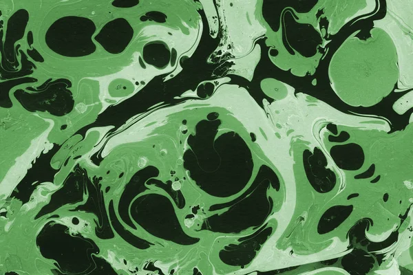 Sulu boya kağıdında yeşil mermer mürekkep dokusu. Mermer taş resim.