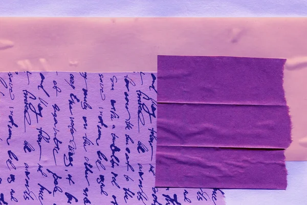 Çeşitli kağıtların kolajı, renkli soyut arkaplan  