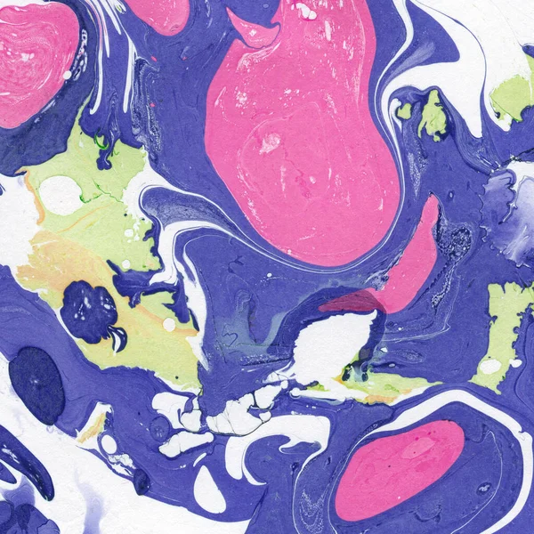 Colorful marble ink paper texture on white watercolor background. Chaotic abstract organic design. Bath bomb waves.