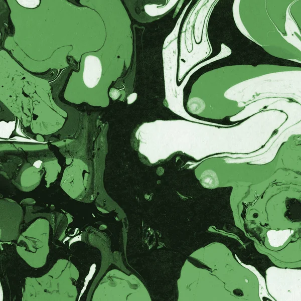 Sulu boya kağıdında yeşil mermer mürekkep dokusu. Mermer taş resim.