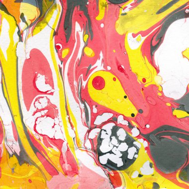 Beyaz suluboya arka planda renkli mermer mürekkep kağıdı dokusu. Kaotik soyut organik tasarım. Banyo bombası dalgaları.