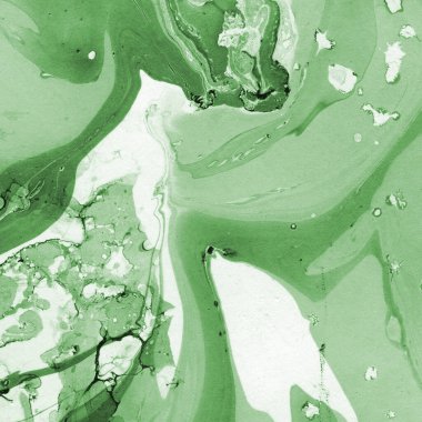 Sulu boya kağıdında yeşil mermer mürekkep dokusu. Mermer taş resim.