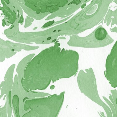 Sulu boya kağıdında yeşil mermer mürekkep dokusu. Mermer taş resim.