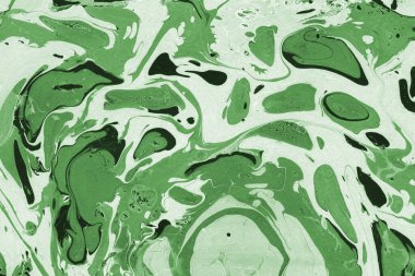 Sulu boya kağıdında yeşil mermer mürekkep dokusu. Mermer taş resim.
