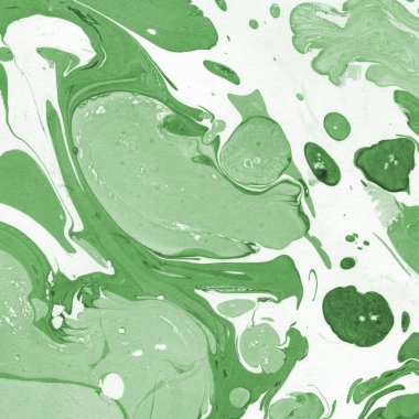 Sulu boya kağıdında yeşil mermer mürekkep dokusu. Mermer taş resim.