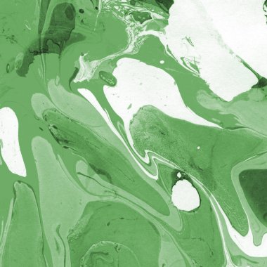 Sulu boya kağıdında yeşil mermer mürekkep dokusu. Mermer taş resim.