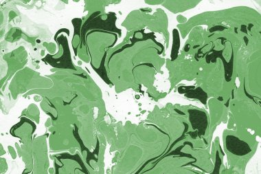 Sulu boya kağıdında yeşil mermer mürekkep dokusu. Mermer taş resim.