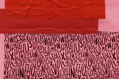 Çeşitli kağıtların kolajı, renkli soyut arkaplan  