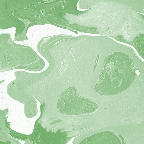 水彩纸背景上的绿色大理石油墨纹理 大理石图像 — 图库照片