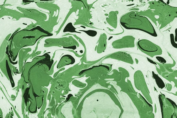 Sulu boya kağıdında yeşil mermer mürekkep dokusu. Mermer taş resim.