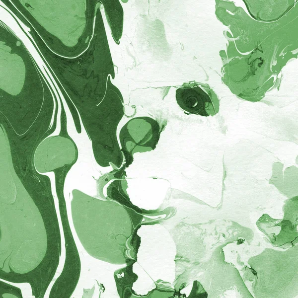 Sulu boya kağıdında yeşil mermer mürekkep dokusu. Mermer taş resim.