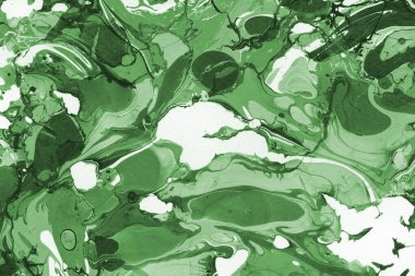 Sulu boya kağıdında yeşil mermer mürekkep dokusu. Mermer taş resim.