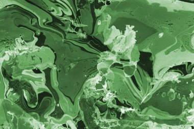 Sulu boya kağıdında yeşil mermer mürekkep dokusu. Mermer taş resim.