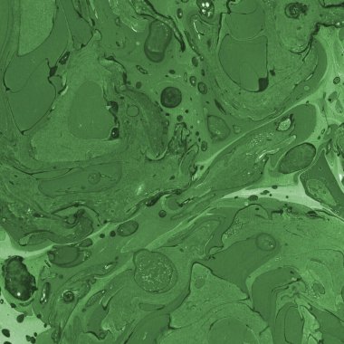 Sulu boya kağıdında yeşil mermer mürekkep dokusu. Mermer taş resim.