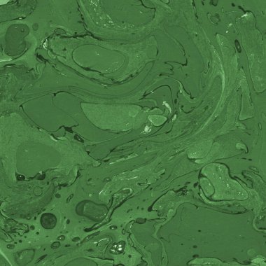 Sulu boya kağıdında yeşil mermer mürekkep dokusu. Mermer taş resim.