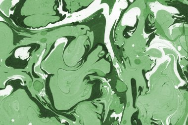 Sulu boya kağıdında yeşil mermer mürekkep dokusu. Mermer taş resim.